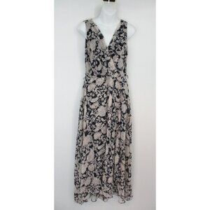 Tommy Hilfiger Maxi Dress Womens 4 Sheer Black White Beige Floral Lined